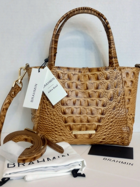 Brahmin Handbags - SOLD NWT Brahmin Small Mona Croc Embossed Leather Crossbody Satchel Purse